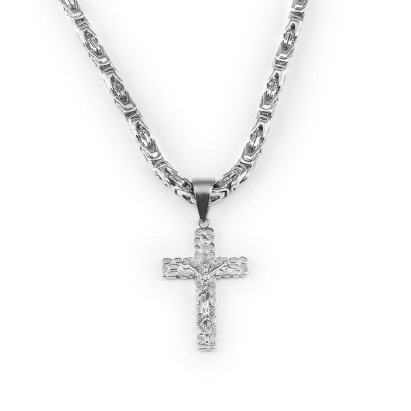 

stainless steel men's pendant necklace high-quality silver jesus cross necklaces fishion gift for friend jewelry chains