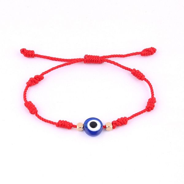 

evil eye 7 knot lucky bracelet for women men adjustable red black rope chain bracelets blue eyes jewelry, Golden;silver