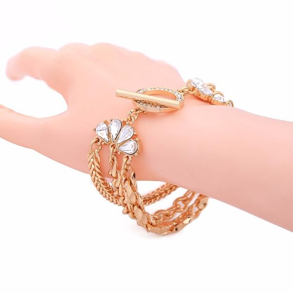 

women's temperament alloy multi-layer bracelet, Golden;silver