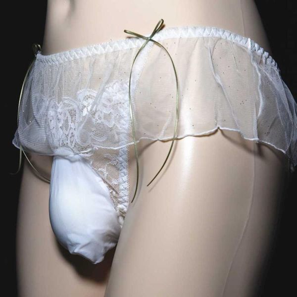 

underpants sissy pouch panties mens lace bikini briefs g-string thongs underwear knickers men's triangle transparent pantie, Black;white