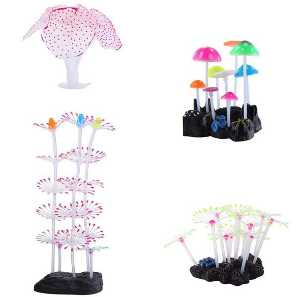 

decorations luminous fish tank decoration plant aquarium decoration, mushroom coral lotus kelp