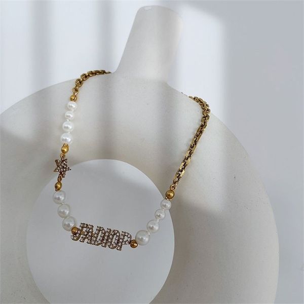 

75% off outlet online family pearl necklace women's clavicle chain net red versatile choker simple neck band tide wvci, Silver