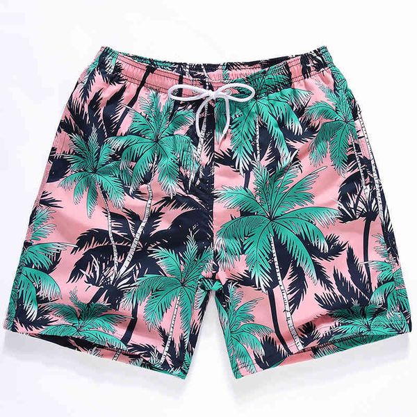 

19 men's quick drying beach pants capris swimming trunks printed large casual shorts, White;black