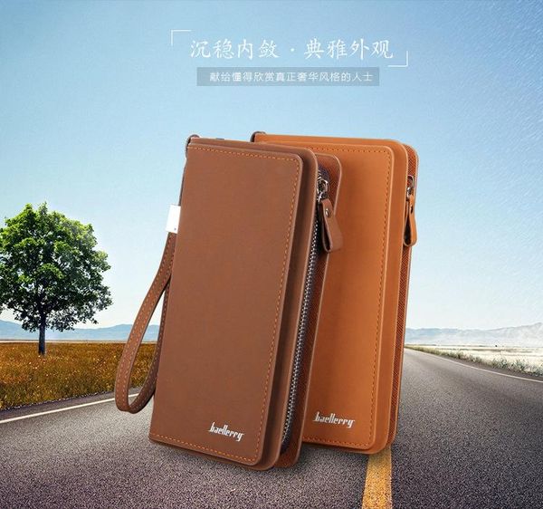 

wallets leather solid wallet men zipper clutch purses phone packs long men's business id holders coin purse male, Red;black