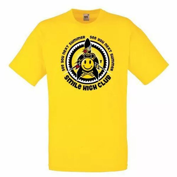 

fat boy slim smiley yellow men's t-shirt men rock band tee shirt, White;black