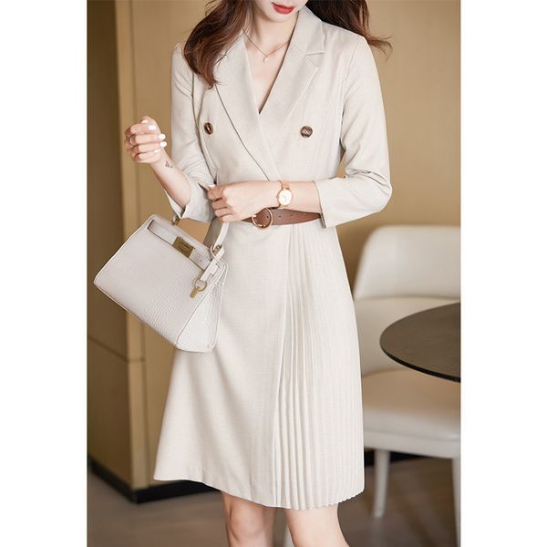 

casual drs suit drs long sleeve 2021 autumn temperament pleated skirt #lq3146m, Black;gray
