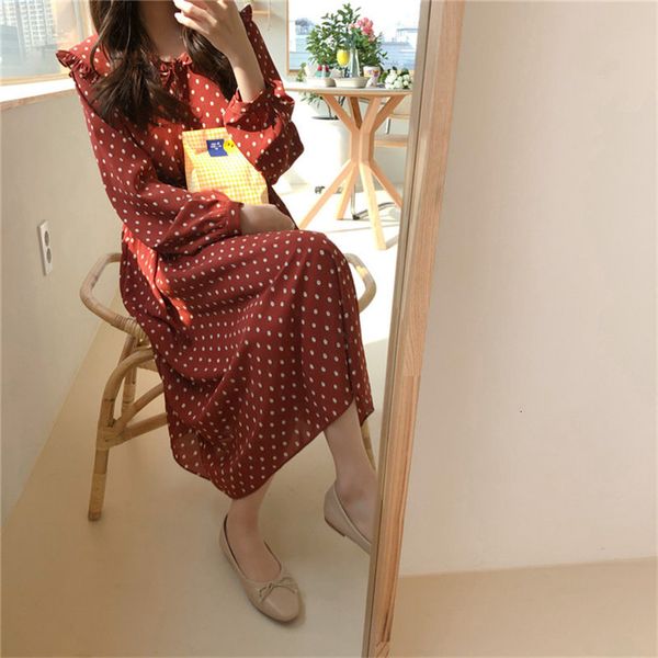 

dresses retro polka dots sweet women red-wine girls elegant chic waist-controlled vintage office lady long es, Black;gray