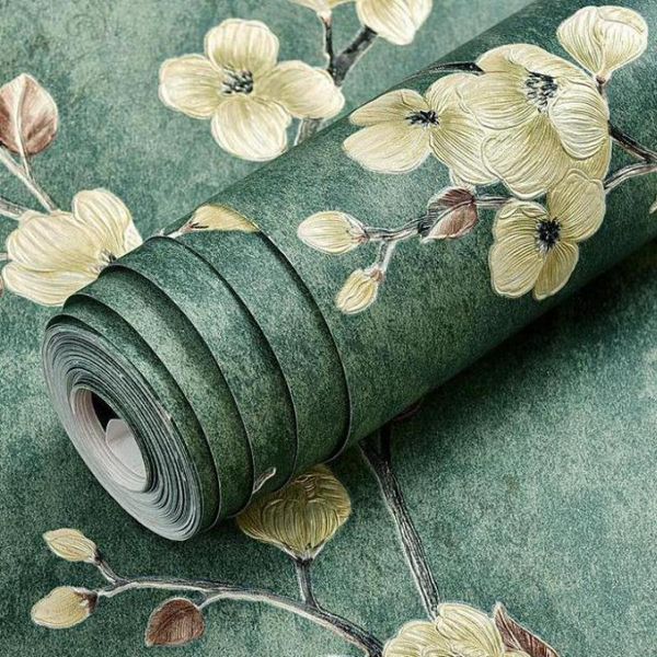 

retro wallpaper non-woven fabric 3d pastoral bedroom living room household roll ab flower home decoration sofa 5.3m2 wallpapers