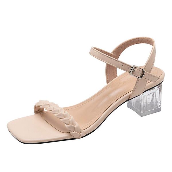 

style sandals with braided high-heeled women summer jackets fashion, Black