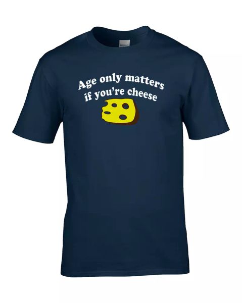 

age only matters when you're cheese men's funny t-shirt, White;black