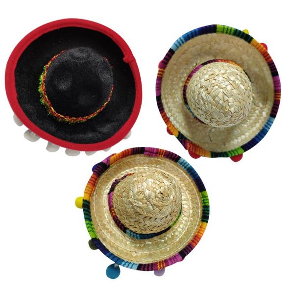 

party hats 3pcs mexican hat hair hoops mini sombrero headbands festival headdress performance props favors