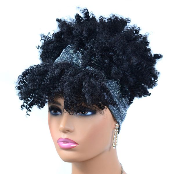 

cover headband women's small roll explosive head wig, Black;brown