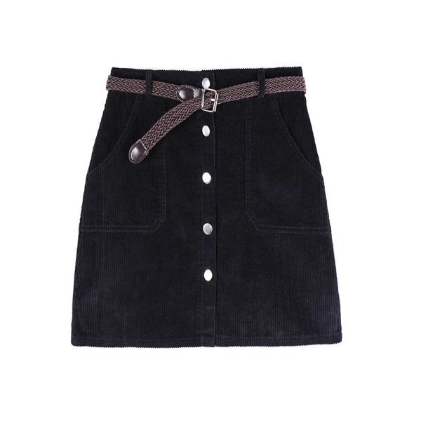 

skirts 2021 winter autumn corduroy skirt for ladies fashion high waist women sweet black khaki pink mini with buttons pocket
