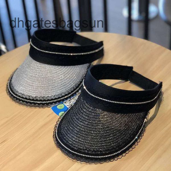 

brand cap and carves lace straw hollow hat summer breathable sunscreen hat women's sun fashion versatile niche brand fmb9, Blue;gray