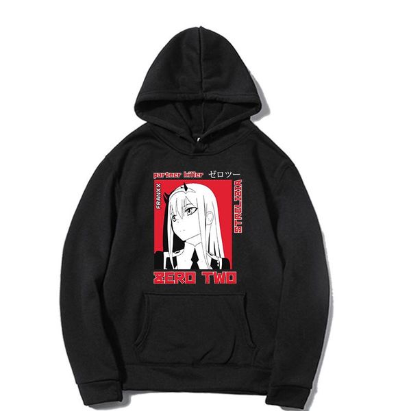 

men's hoodies & sweatshirts darling in the franxx long sleeve harajuku print streetwear sweatshirt men clothing, Black
