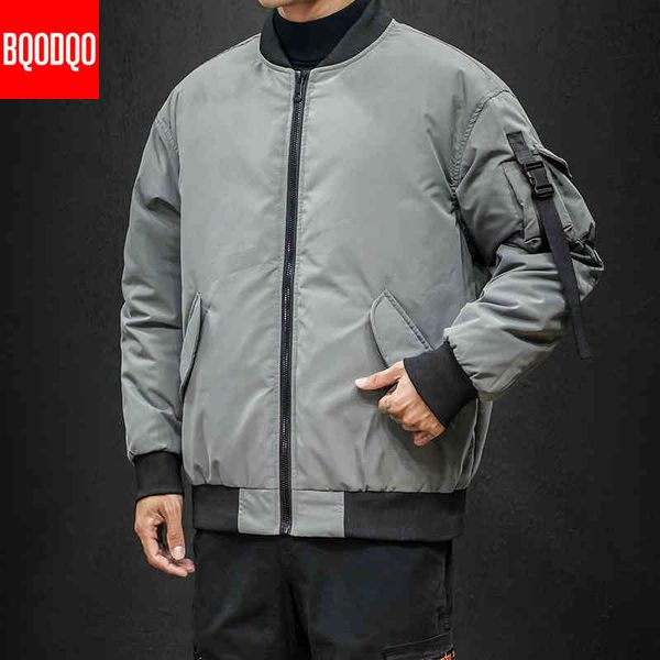 

jacket men slim down winter fit white duck military coats fashion autumn casual parkas male baseball collar black bomber jackets