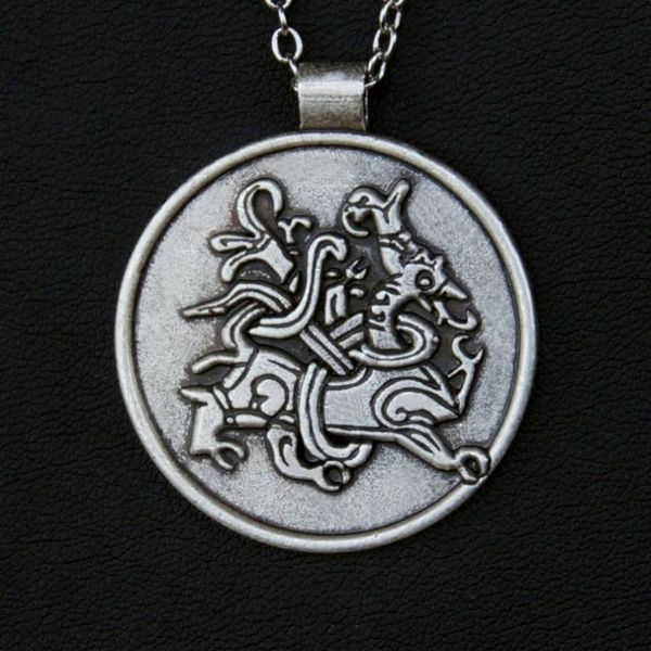 

chains vintage celtic animal pendant necklace irish antique amulet, Silver