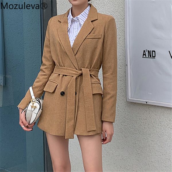 

autumn woman black 2 pieces set short and blazer full regular button fly double breasted coffee suits female 210427, White;black