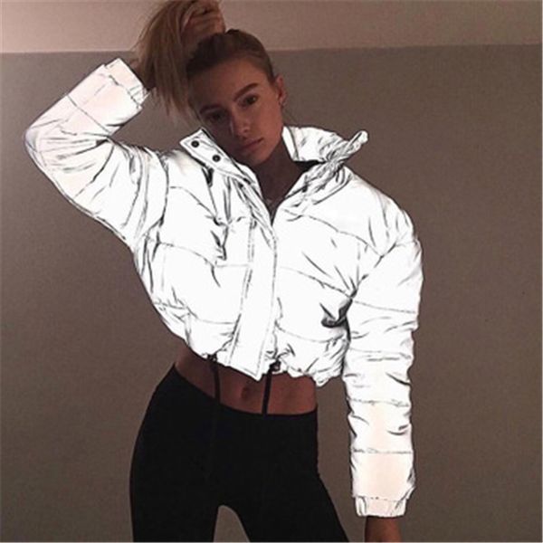 

women's jackets winter fashion reflective short cotton coat thicken women clothing warm jacket causal ladies parka spring coats imyv, Black;brown