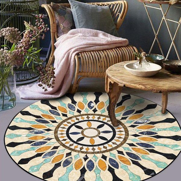 

fashion retro european style parquet round living room bedroom stool non-slip mat carpet carpets