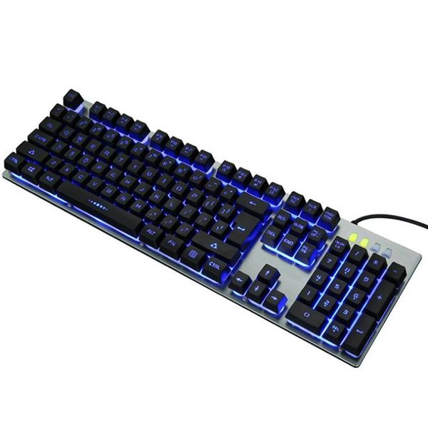 

wired manipulator press metal brushed panel keyboard computer colorful backlight 104 keys keyboards