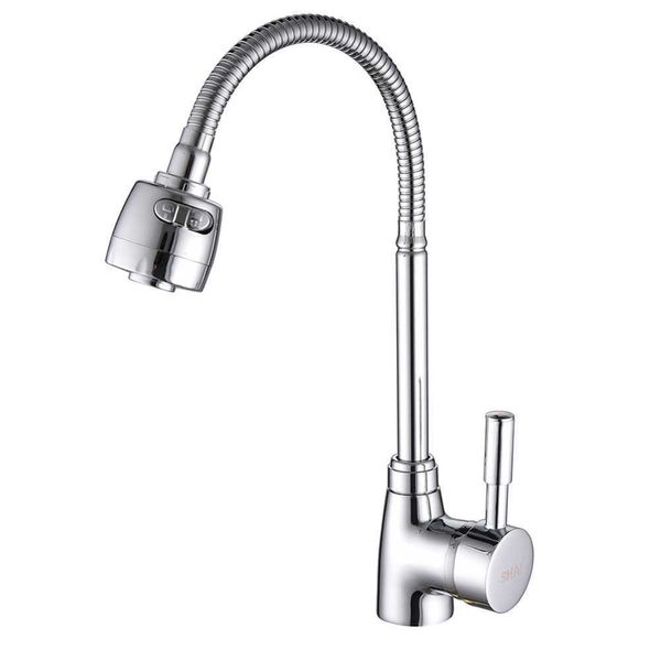 SHAI Miscelatore in ottone Rubinetto da cucina per acqua fredda e acqua Rubinetto per lavello da cucina Rubinetto per lavello multifunzione Corpo in ottone Cromato SH3201 210724