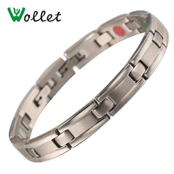 

link, chain wollet jewelry stainless steel magnetic bracelet for women men healing energy health care copper magnet germanium tourmaline, Black