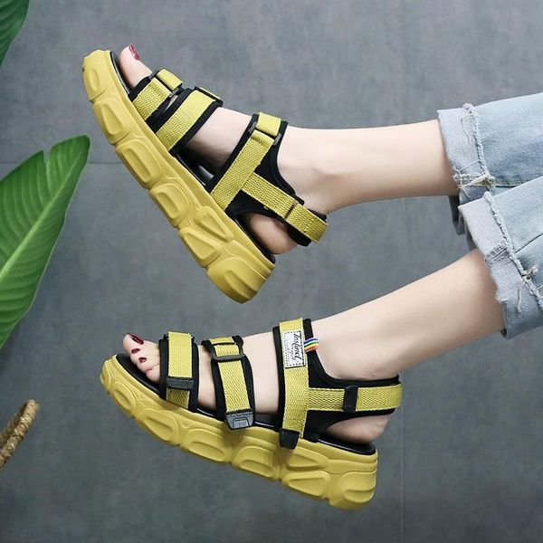 

summer chunky sandals 5cm wedges high heels shoes female buckle platform causal slippers women beach 3h79, Black