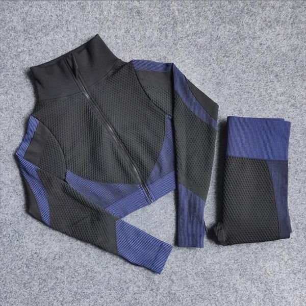 

yoga outfit seamless sportswear fitness crop gym leggings women set long sleeve clothing high wiast pant workout shirt sport suit