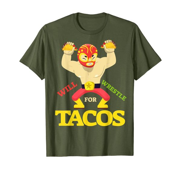 

will wrestle for taco tshirt mexican wrestler cinco de mayo, White;black