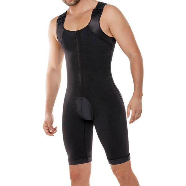 

men's body shapers men bodysuit waist control shaper bulifter slimming underwear fitness trainer front zipper shapewear man drop ship, Black;brown