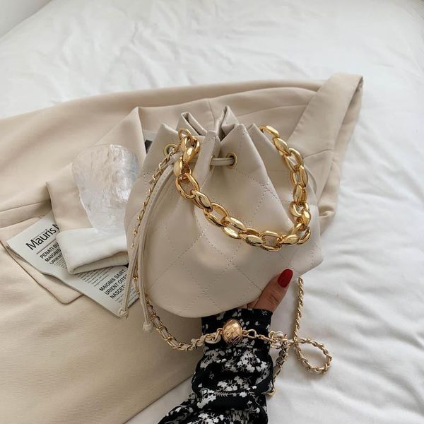 

evening bags bucket bag soft pu leather shoulder crossbody for women tote summer solid diamond chain handbags design