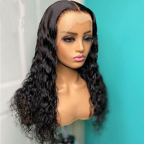 

brazilian kinky curly black color lace front wig t-part with baby hair human wigs for women bleached knots cosplay, Black;brown