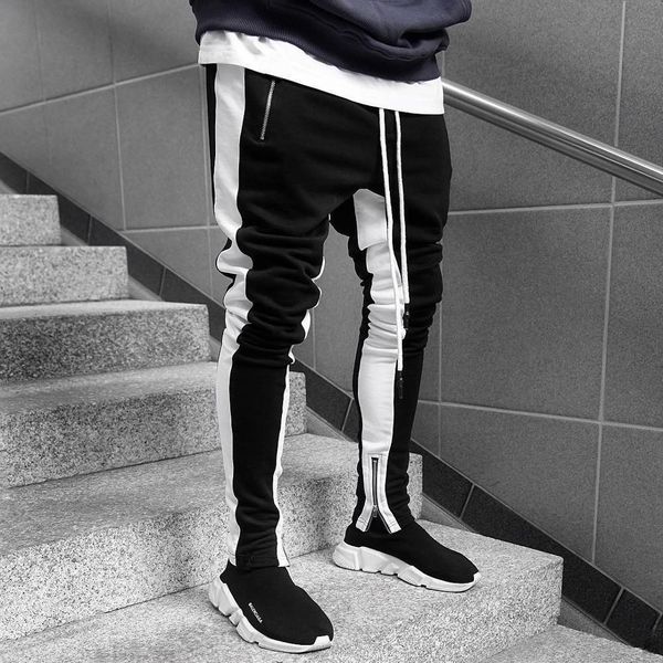 

men's pants pant men running zipper athletic soccer football pant sports boy jogging gym trousers elasticity legging training sport 25z, Black