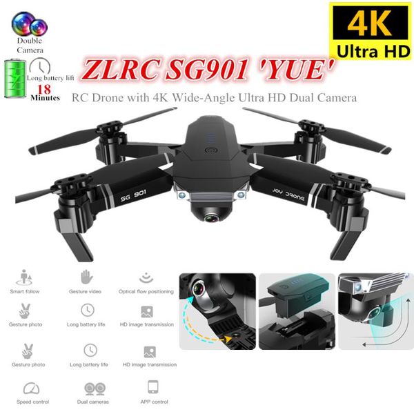 

drone 4k wifi hd dual camera quadcopter follow me quadrocopter with smart module battery helicopter toy dron drones