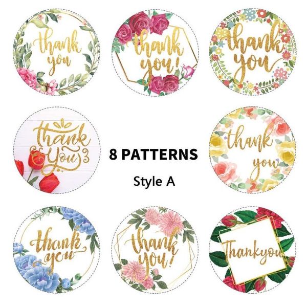 

160pcs 4 designs flower thank you stickers wedding favors party handmade scrapbooking gift packaging seal labels stationery deco wrap