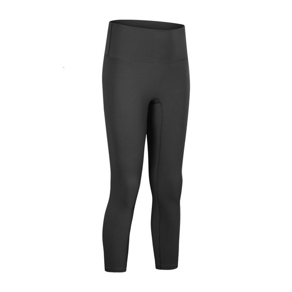 

nude yoga capris women leggings high waist buttocks slim body fitness pants running sports gym clothes trouses, Black