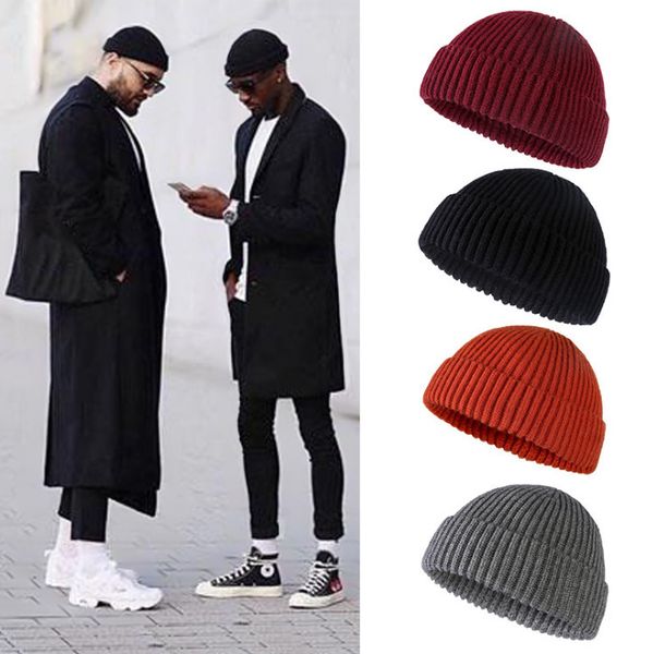 

versatile warm wool men's version new outdoor melon skin hip hop knitted hat women, Blue;gray