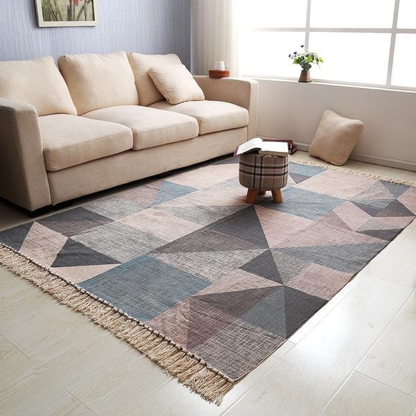 

carpets nordic cotton woven carpet livingroom tassels bohemian bedroom rug floor coffee table mat modern simple home large blanket