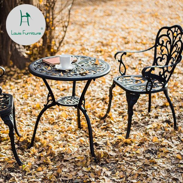 

louis fashion garden chairs three sets of outdoor tables, cast aluminum coffee , gardening and leisure camp furniture