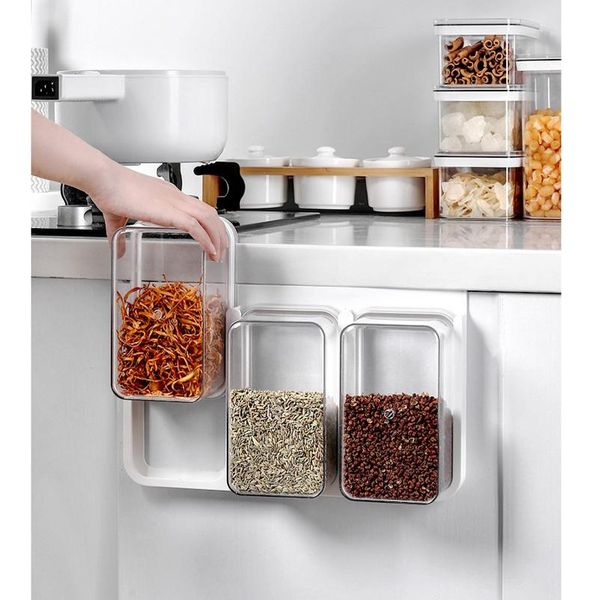 

grains storage box with shelf wall mounted container plastic for coffee cereals kitchen accessories bottles & jars