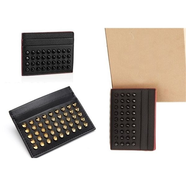 

men's slim id card wallet purse pouch classic rivet black leather credit holder women new bank case coin small pocket bag