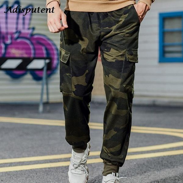 

men's jeans camouflage style men jogger pants military slim multi-pocket cargo hip hop solid-colored pencil, Blue