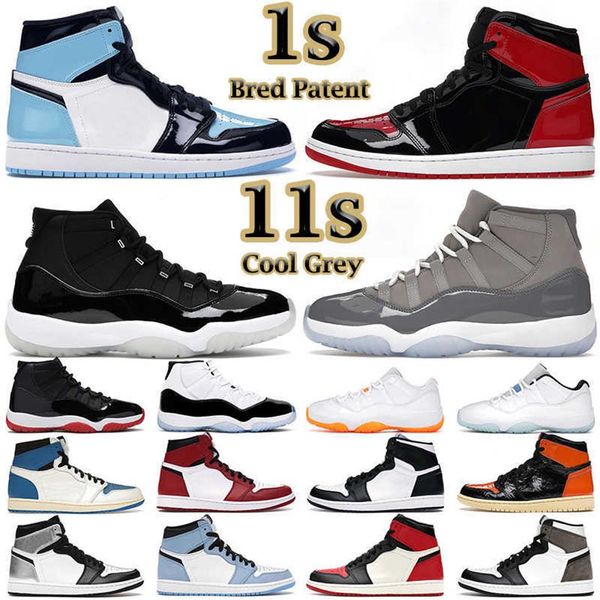 

men women basketball shoes 1s bred patent university blue hyper royal obsidian 11s cool grey concord legend low bright citrus mensa13