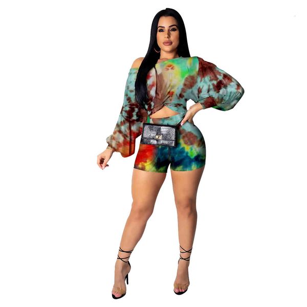 

fashion butterfly flowers printing women two-piece outfits party casual long sleeves tees + shorts nightclub sets arrivals, Gray