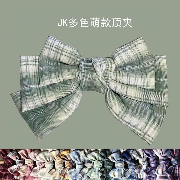 

party masks mori girl hand made multicolor uniform spring clip three layers plaid cloth big bowknot elegant side headdress accessories
