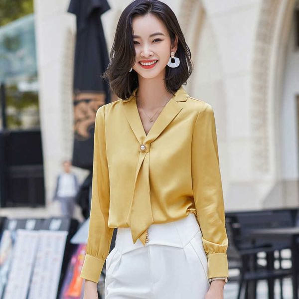 

plus size ladies shirt s-4xl professional office female autumn and winter slim ladies 210527, White