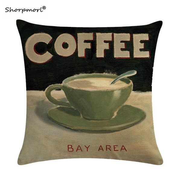 

cushion/decorative pillow vintage coffee cups cushion covers home decorative linen office sofa car cafe lattes espresso print throw cases 45
