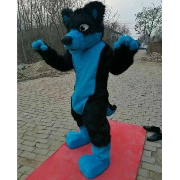 

halloween bule long fur husky dog mascot costume cartoon theme character carnival festival fancy dress christmas adults size birthday party, Red;yellow