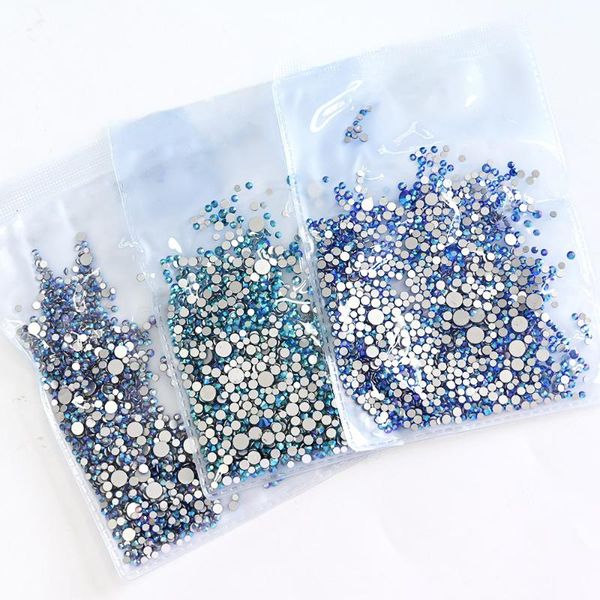 

nail art decorations 3 colors mix-size rhinestones 1440pcs/bag manicure decoration 3d flate-back gems zd03-3-5, Silver;gold